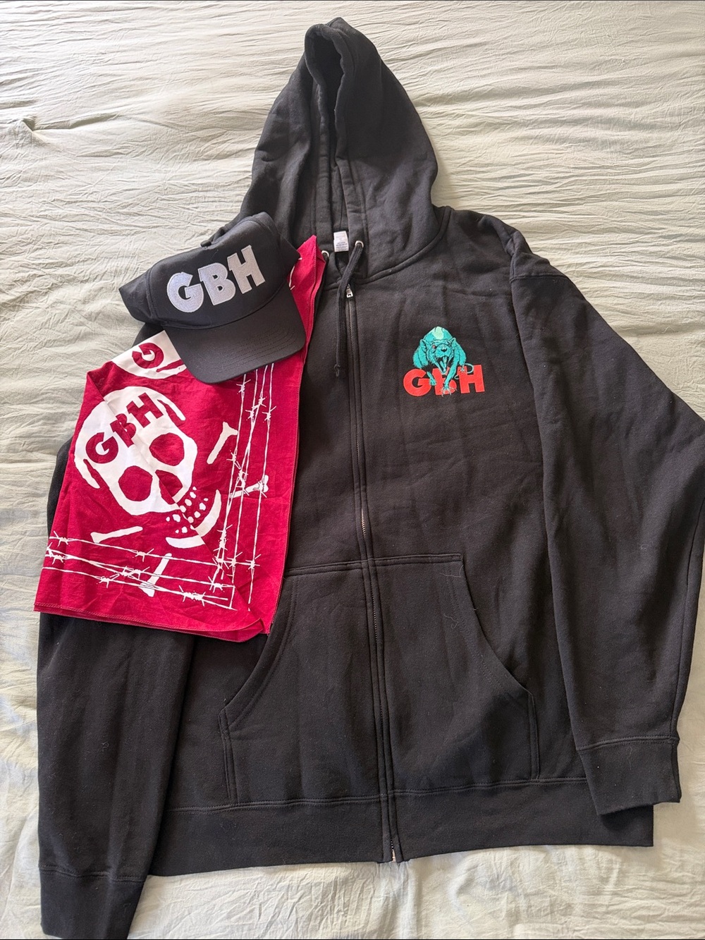 GBH PUNK BAND - Black Hoodie, Cap & Bandana